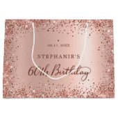 バラモダン金ゴールドグリッターモノグラム60th誕生日 ラージペーパーバッグ (正面)