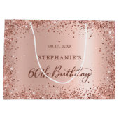 バラモダン金ゴールドグリッターモノグラム60th誕生日 ラージペーパーバッグ (裏面)