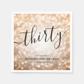 バラモダン金ゴールドグリッターライト30th誕生日 スタンダードカクテルナプキン (正面)