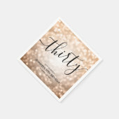 バラモダン金ゴールドグリッターライト30th誕生日 スタンダードカクテルナプキン (角)