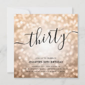 バラモダン金ゴールドグリッターライト30th誕生日 招待状 (正面)