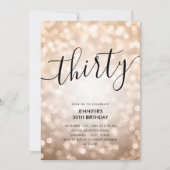 バラモダン金ゴールドグリッターライト30th誕生日 招待状 (正面)