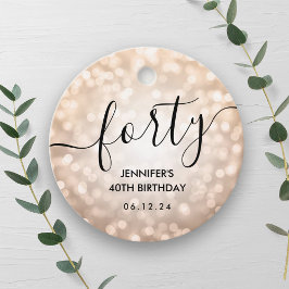 バラモダン金ゴールドグリッターライト40th誕生日 フェイバータグ