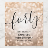 バラモダン金ゴールドグリッターライト40th誕生日 ワインラベル (シングルラベル)