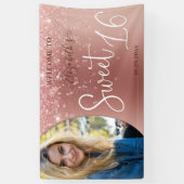 バラモダン金ゴールドグリッター写真Sweet 16バナー 横断幕 (縦)