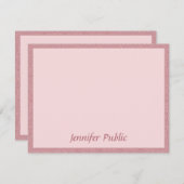 バラモダン金ゴールドグリッター手書きスクリプトシック ノートカード (正面/裏面)