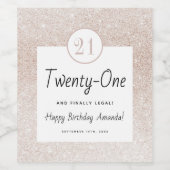 バラモダン金ゴールドグリッター赤面ガール21誕生日 ワインラベル (シングルラベル)