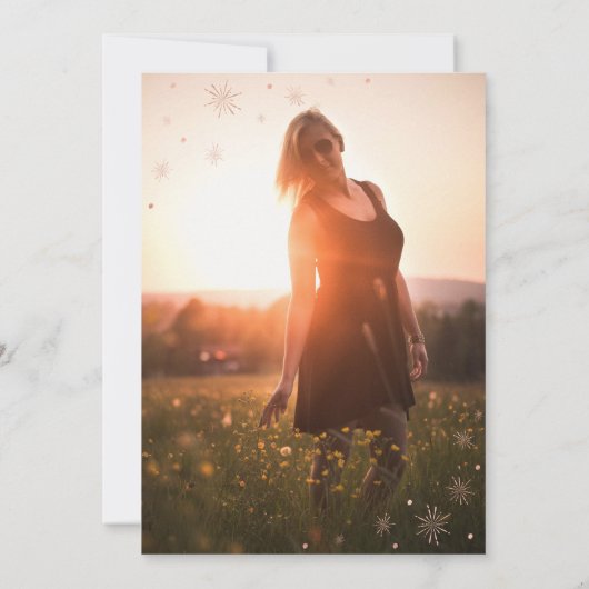 バラモダン金ゴールドサプライズ写真誕生日パーティー 招待状 (裏面)