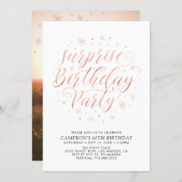 バラモダン金ゴールドサプライズ写真誕生日パーティー 招待状