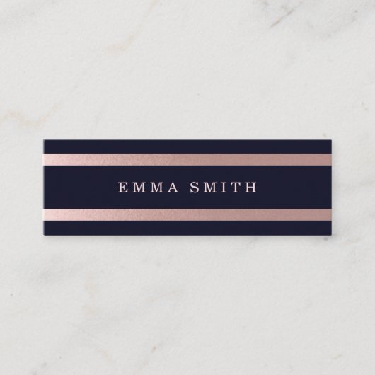 バラモダン金ゴールドシストライプのックブルーラグジュアリエレガントー スキニー名刺 (正面)