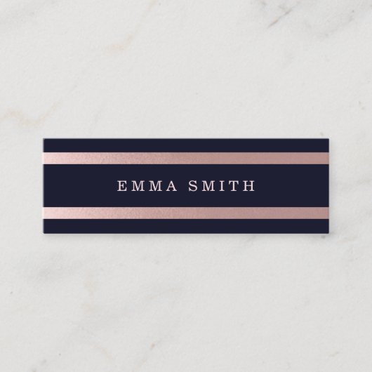 バラモダン金ゴールドシストライプのックブルーラグジュアリエレガントー スキニー名刺 (正面)