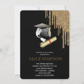 バラモダン金ゴールドシックなミニマリスト写真卒業 招待状 (正面)