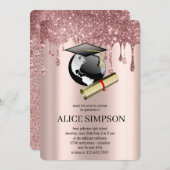 バラモダン金ゴールドシックなミニマリスト卒業 招待状 (正面/裏面)