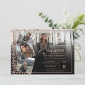 バラモダン金ゴールドシックなミニマル写真卒業 招待状 (スタンド正面)