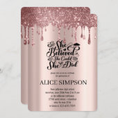 バラモダン金ゴールドシックなミニマル写真卒業 招待状 (正面/裏面)