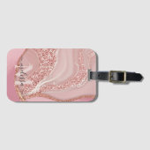 バラモダン金ゴールドシックグリッターモノグラム ラゲッジタグ (正面横)