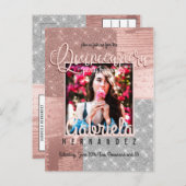 バラモダン金ゴールドシルバーグリッターフォトキンセアニラ インビテーションポストカード (正面/裏面)