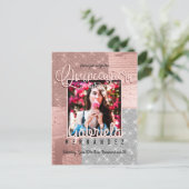 バラモダン金ゴールドシルバーグリッターフォトキンセアニラ インビテーションポストカード (スタンド正面)