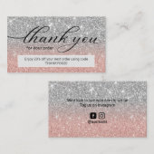 バラモダン金ゴールドシルバーグリッターBusiness Thank You 名刺 (正面/裏面)