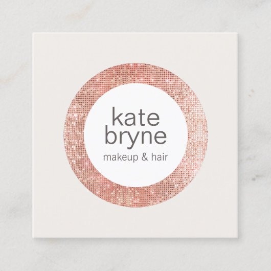 バラモダン金ゴールドシークイン美容師美しいサロン スクエア名刺 (正面)