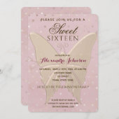 バラモダン金ゴールドスウィート16誕生日 招待状 (正面/裏面)