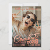 バラモダン金ゴールドスエレガントクリプト2写真卒業 案内状 (正面)