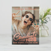 バラモダン金ゴールドスエレガントクリプト2写真卒業 案内状 (スタンド正面)