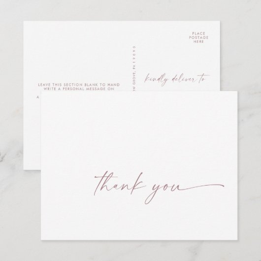 バラモダン金ゴールドスクリプトありがとうはがき ポストカード (正面/裏面)