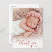 バラモダン金ゴールドスクリプトベビーガール写真ありがとう ポストカード (正面/裏面)