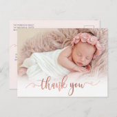 バラモダン金ゴールドスクリプトベビーガール写真ありがとう ポストカード (正面/裏面)