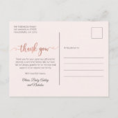 バラモダン金ゴールドスクリプトベビーガール写真ありがとう ポストカード (裏面)