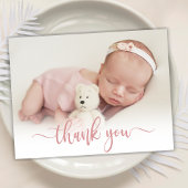 バラモダン金ゴールドスクリプトベビー写真ありがとう サンキューカード