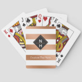 バラモダン金ゴールドストライプシンプル積み重ねモノグラム トランプ (裏面)