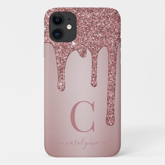 バラモダン金ゴールドスパークルグリッタードリップスモノグラム Case-Mate iPhoneケース (裏面)