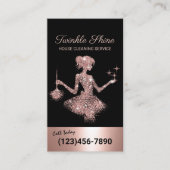 バラモダン金ゴールドスパークルスメイドハウスクリーニング 名刺 (正面)