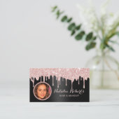 バラモダン金ゴールドドリップスブラック美しいサロン写真 名刺 (スタンド正面)