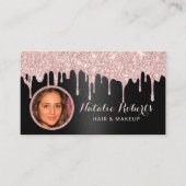 バラモダン金ゴールドドリップスブラック美しいサロン写真 名刺 (正面)