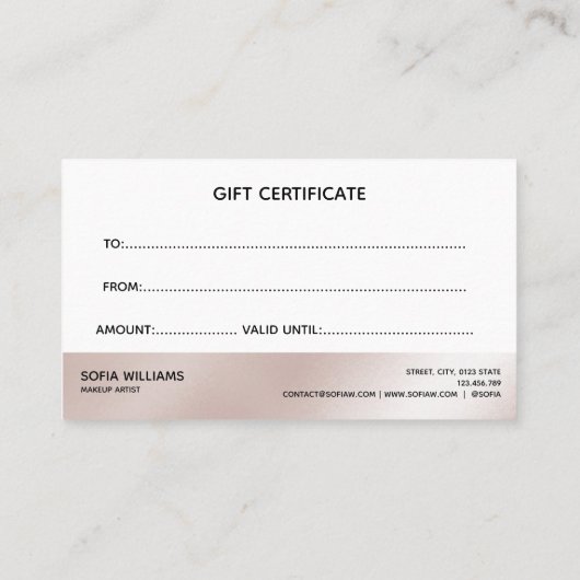 バラモダン金ゴールドドリップ証明書ギフトカード 名刺 (裏面)