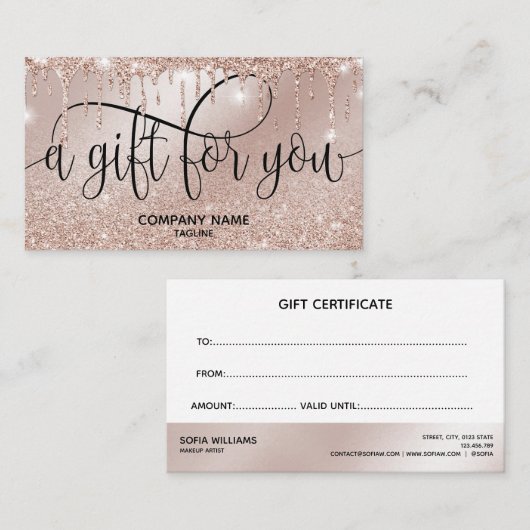 バラモダン金ゴールドドリップ証明書ギフトカード 名刺 (正面/裏面)