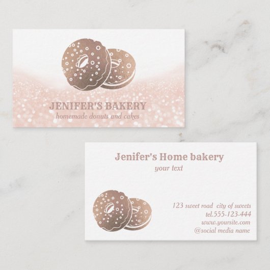 バラモダン金ゴールドドーナツきらびやかな自家製ベーカリー 名刺 (正面/裏面)