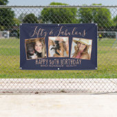 バラモダン金ゴールドネイビー写真コラージュ50誕生日 横断幕 (インサイチュ)