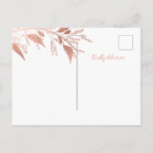 バラモダン金ゴールドネイビー結婚ブルー 案内ポストカード (裏面)