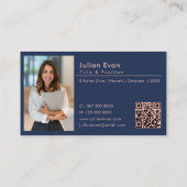 バラモダン金ゴールドハウスロゴフォトネイビー不動産仲介業者 名刺 (裏面)