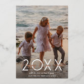 バラモダン金ゴールドハッピーニューイヤー写真 箔シーズンカード (正面)