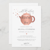 バラモダン金ゴールドハート蘭フローラブライダル茶 招待状 (正面/裏面)