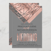 バラモダン金ゴールドバラ金ゴールドグレ結婚イ幾何学 招待状 (正面/裏面)