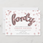 バラモダン金ゴールドバルーングリッター40th誕生日 招待状 (正面)