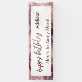 バラモダン金ゴールドパステルピンクストライプハッピーバースデー 横断幕 (縦)