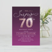 バラモダン金ゴールドパープルサプライズ70歳の誕生日 招待状 (スタンド正面)