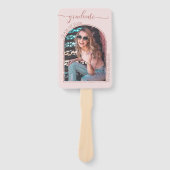 バラモダン金ゴールドピンクアーチ写真卒業 ハンドファン (正面)